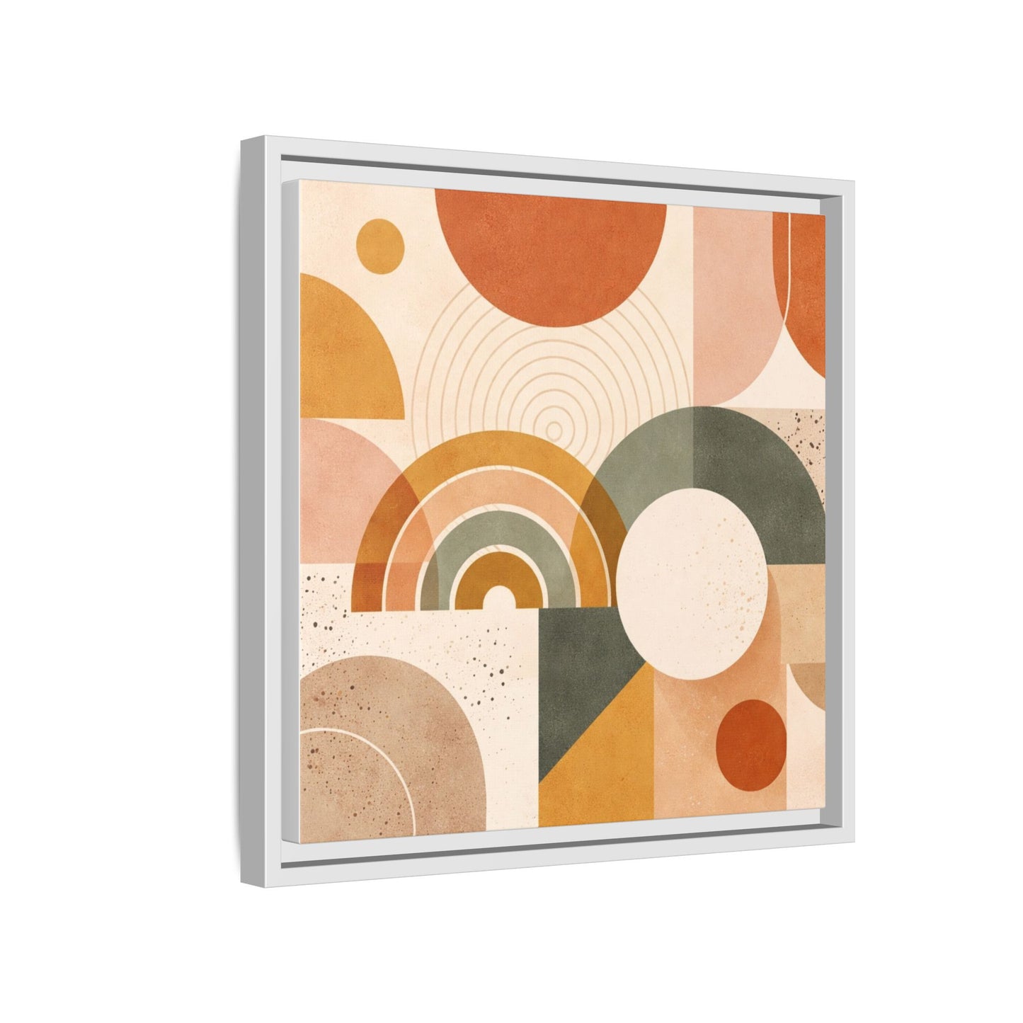 Abstract Terracotta Geometric Rainbow Matte Canvas Framed