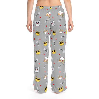 Cozy Cat-Themed Women's Pajama Pants | Cute Sleepwear, Relaxation, Gifts for Cat Lovers, Pajama Party, Lounge Wear - TRV