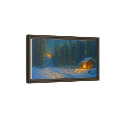 Framed Winter Landscape Canvas, Cozy Cabin Art, Christmas Decor, Winter Home Decor, Holiday Gift, Wall Art - TRV