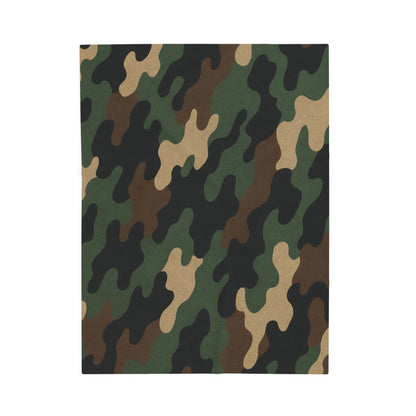 Cozy Camouflage Velveteen Plush Blanket | Ideal for Campouts, Living Room Decor, Gift for Him, Outdoor Adventures, Soft Throw - TRV