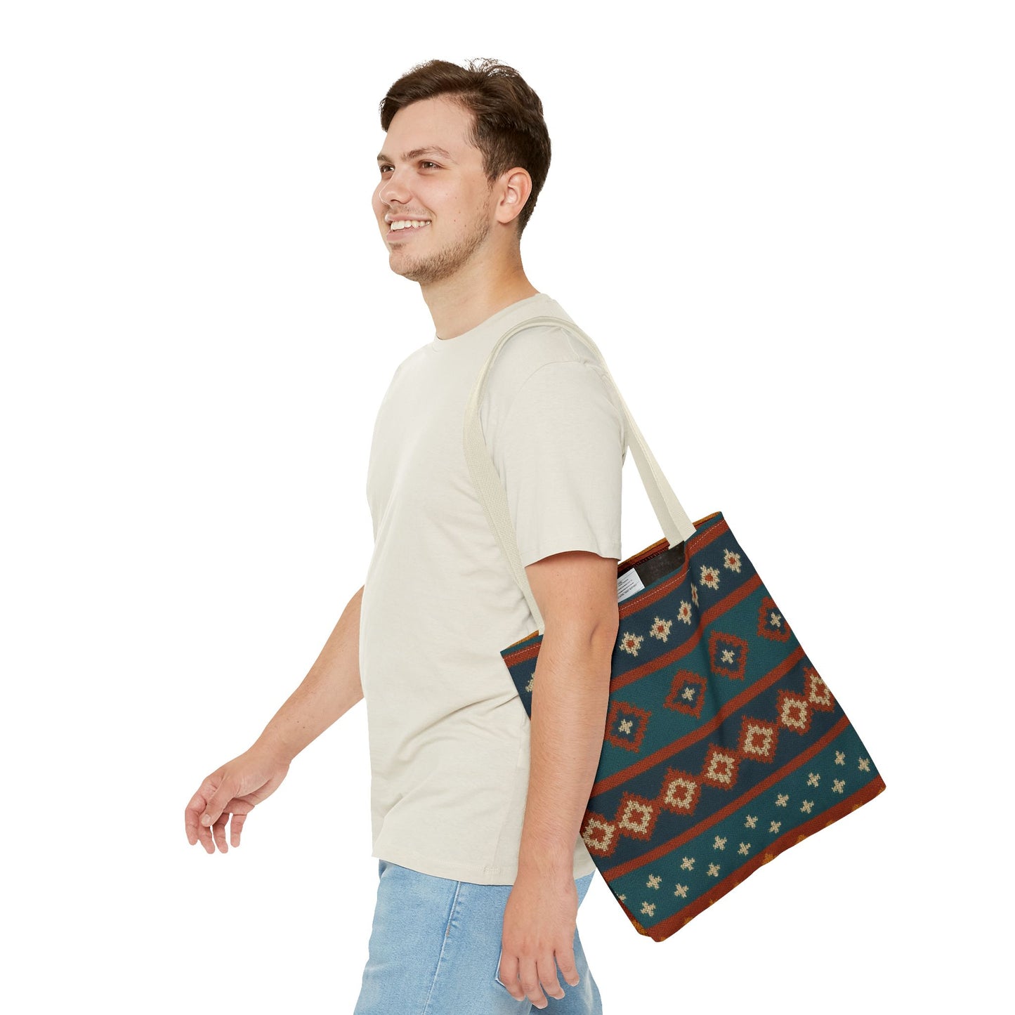 Southwestern Diamond Pattern Tote Bag | Aztec Tribal Geometric Print - TRV
