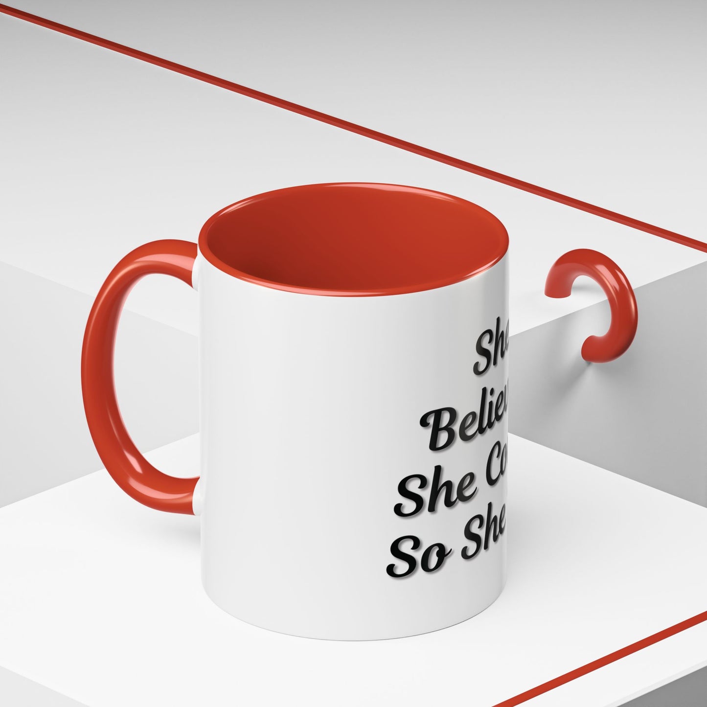 Inspiring Accent Coffee Mug - 'She Believed She Could, So She Did' - 11oz & 15oz - TRV