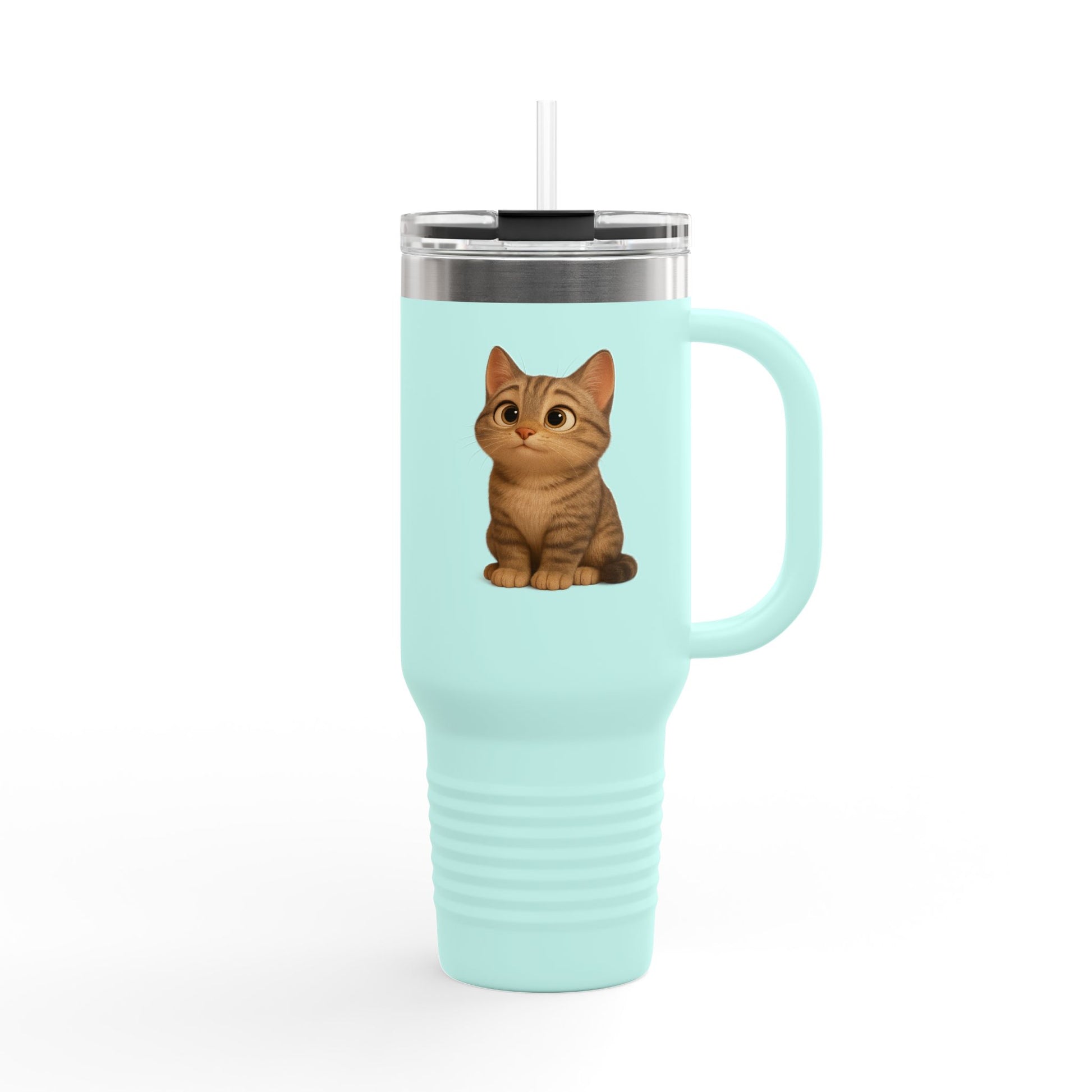 Cute Cat Insulated Travel Mug, Perfect for Pet Lovers, 40oz Coffee Cup, Travel Tumbler, Gift for Cat Lovers, Customizable Mug - TRV