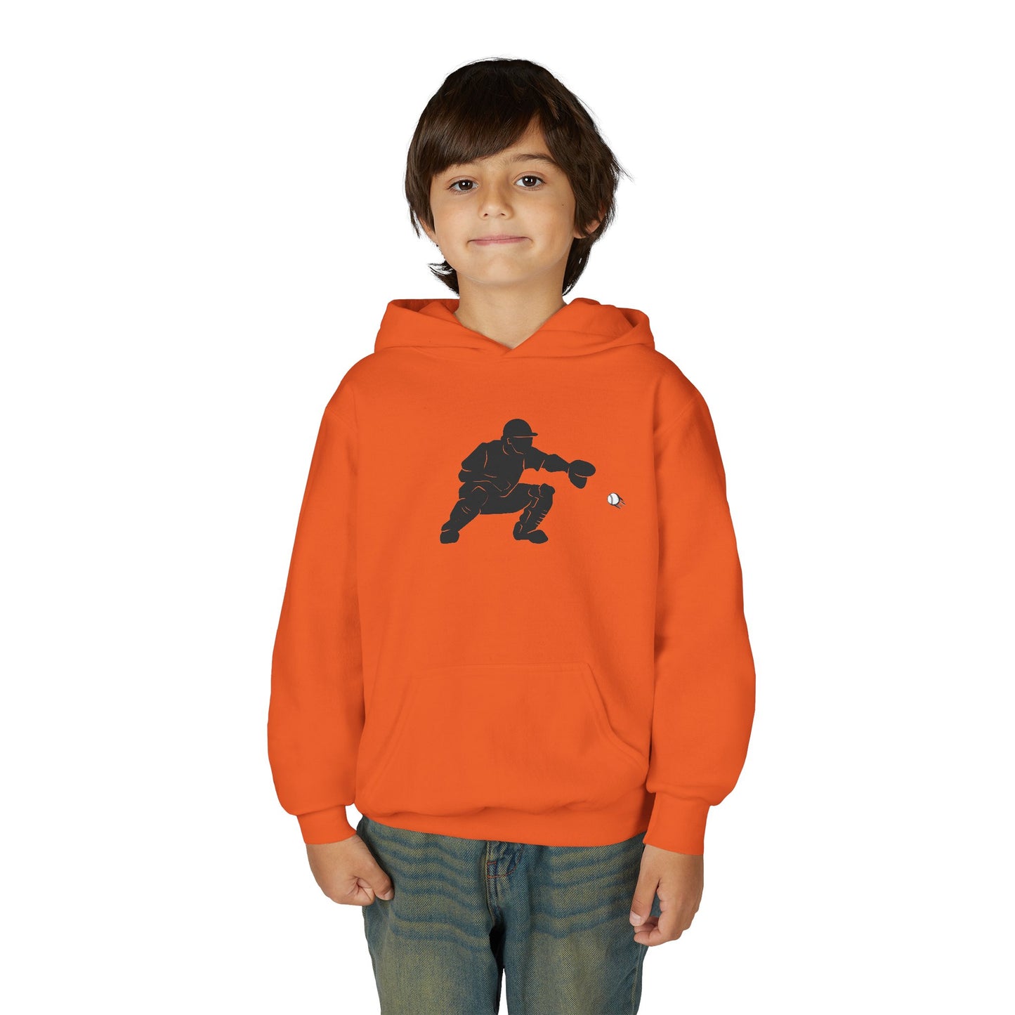 Youth Baseball Catcher Hoodie, Sporty Sweatshirt for Kids, Perfect Gift for Young Athletes, Team Spirit Gear, Sports Event Apparel