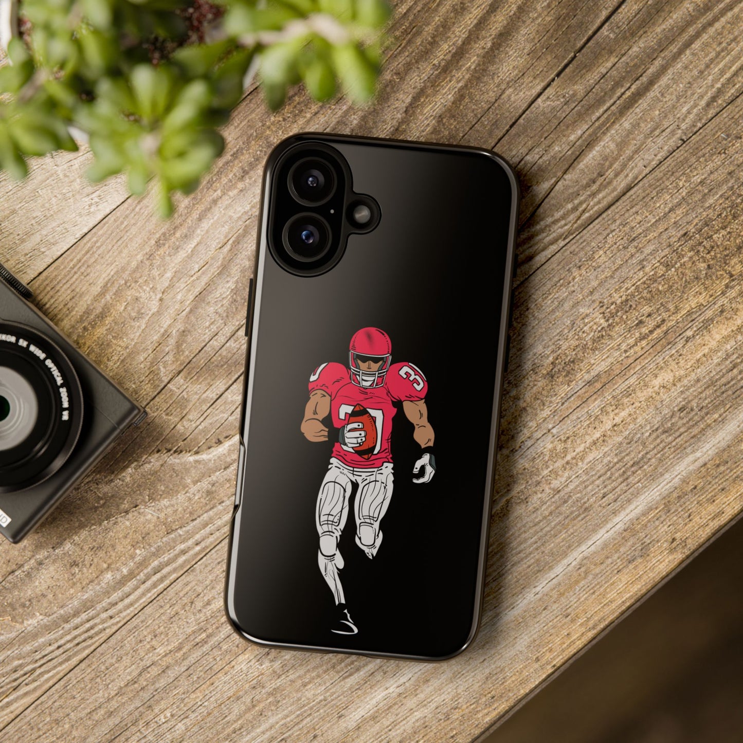 Football Player Tough Phone Case – Protective Black Sports iPhone Case