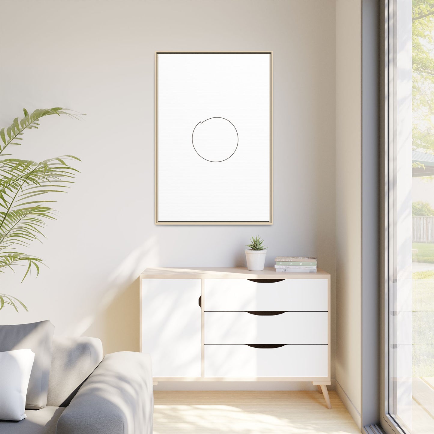 Minimal Circle Line Matte Canvas Framed | Modern Abstract Wall Art