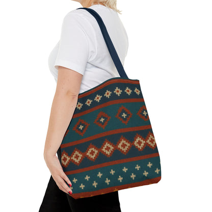Southwestern Diamond Pattern Tote Bag | Aztec Tribal Geometric Print - TRV