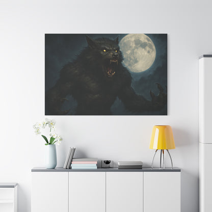Werewolf Moon Canvas Art | Dark Fantasy Decor for Halloween, Gothic Home, Werewolf Lover Gift, Unique Wall Art, Spooky Decor - TRV