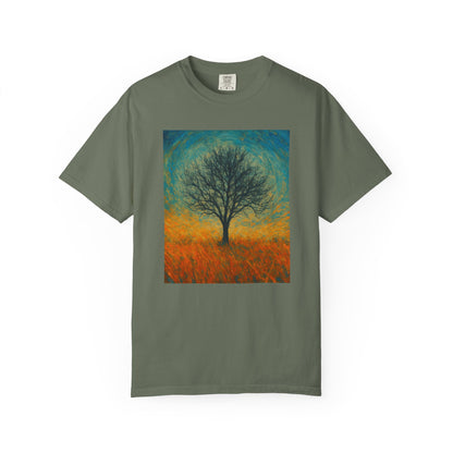 Nature-Themed Unisex Garment-Dyed T-Shirt - Tree Design, Bohemian Tee, Nature Lover Gift, Eco-Friendly Fashion, Casual Wear - TRV