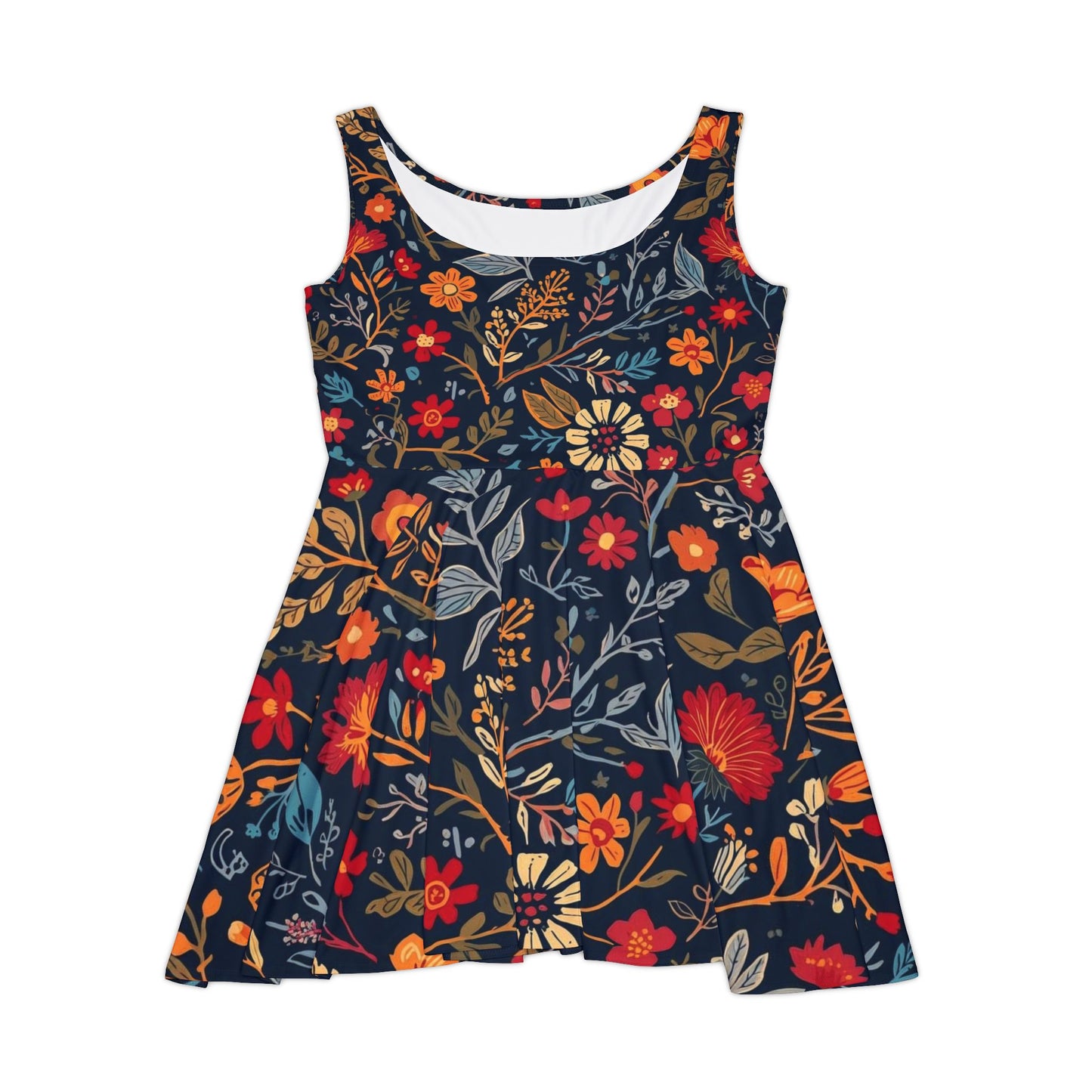 Floral Women's Skater Dress, AOP Floral Print Dress, Summer Outfit, Casual Dress, Bohemian Style Dress, Perfect for Festivals - TRV