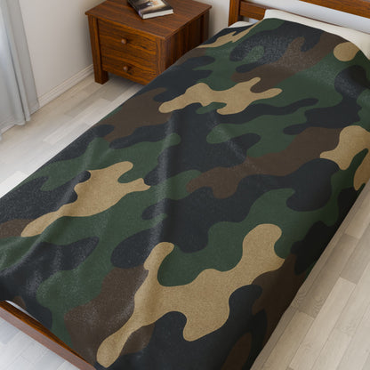 Cozy Camo Velveteen Plush Blanket for Comfort Lovers, Soft Throw Blanket, Perfect for Camping, Home Decor, Gift Ideas - TRV