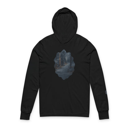 Unisex Hooded Long Sleeve Tee with Dreamy Forest Design | Cozy Casual Wear, Perfect for Camping, Hiking, Gift for Nature Lovers - TRV