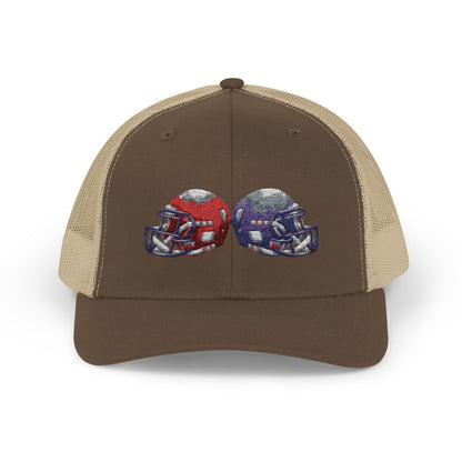Sporty Snapback Trucker Cap with Football Helmets, Baseball Cap, Outdoor Activity Hat, Gift for Sports Fans, Team Spirit Wear - TRV