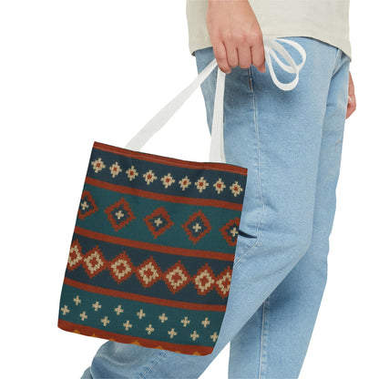 Southwestern Diamond Pattern Tote Bag | Aztec Tribal Geometric Print - TRV