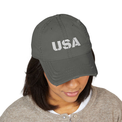 Distressed USA Dad Hat, Casual Cap, Vintage Style Hat, Unisex Baseball Cap, Embroidered Hat for Dad, Perfect Gift for Dad's Day - TRV
