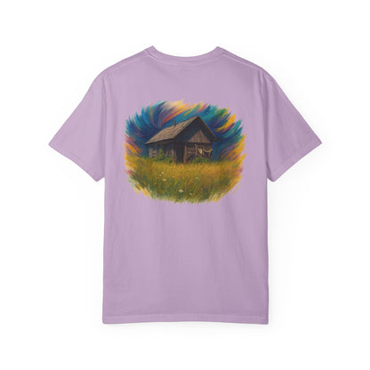 Rustic Landscape T-shirt | Relaxed Fit Tee, Casual Wear, Nature Lover Gift, Summer Outing Top, Eco-Friendly Apparel - TRV