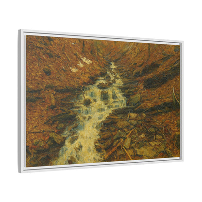 Serene Abstract Nature Canvas Art, Framed Wall Decor, Rustic Home Accent, Earthy Tone Artwork, Tranquil River Scene - TRV