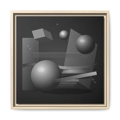 Monochrome Geometric Spheres Canvas Framed Wall Art | Matte Print