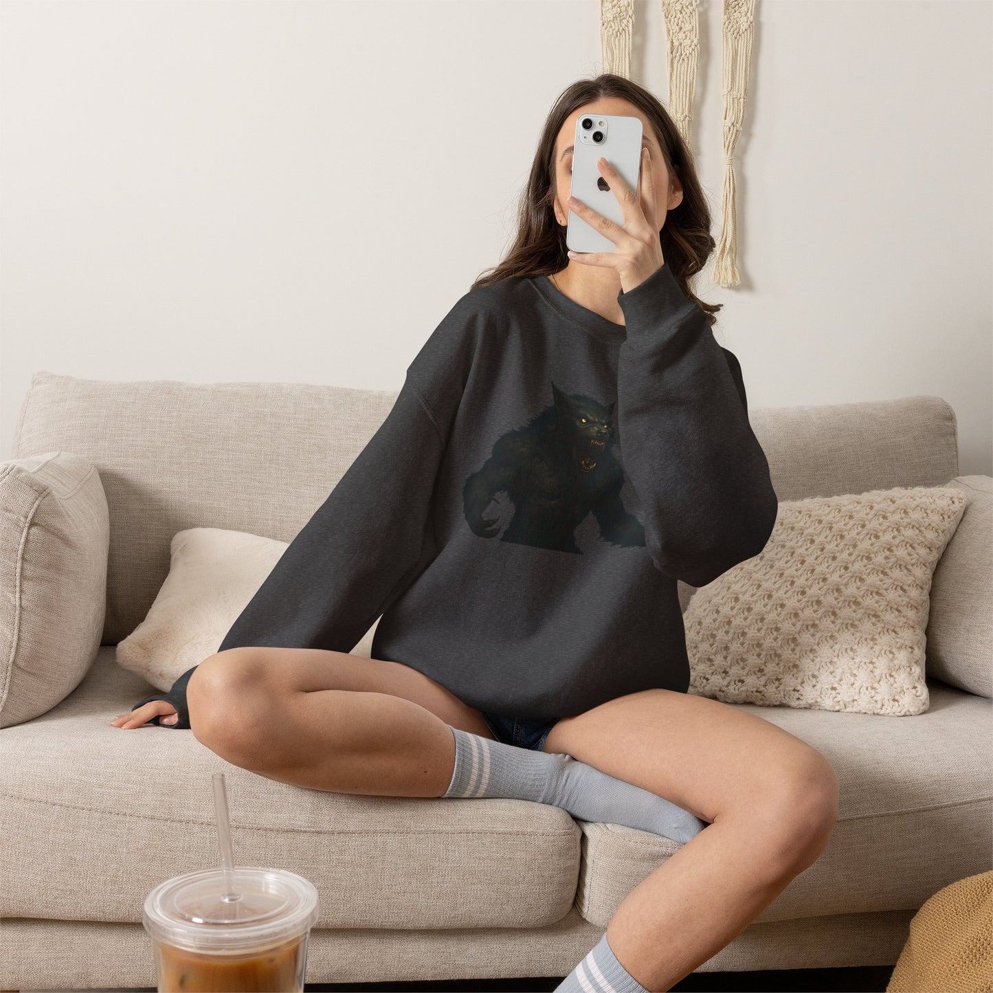 Fierce Werewolf Graphic Sweatshirt, Cozy Unisex Crewneck, Perfect for Casual Outfits, Halloween Apparel, Everyday Wear