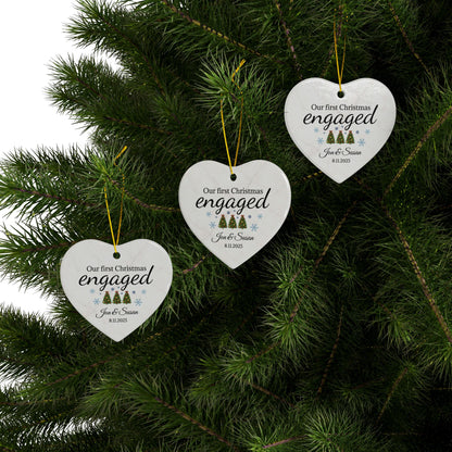 Our First Christmas Engaged heart ornament | Ceramic Christmas ornament - TRV