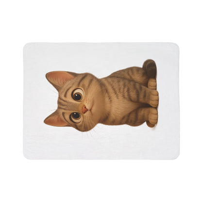 Cozy Cat Fleece Sherpa Blanket, Cute Pet Decor, Cat Lover Gift, Warm Throw Blanket, Home Essentials, Animal Lover Blanket - TRV