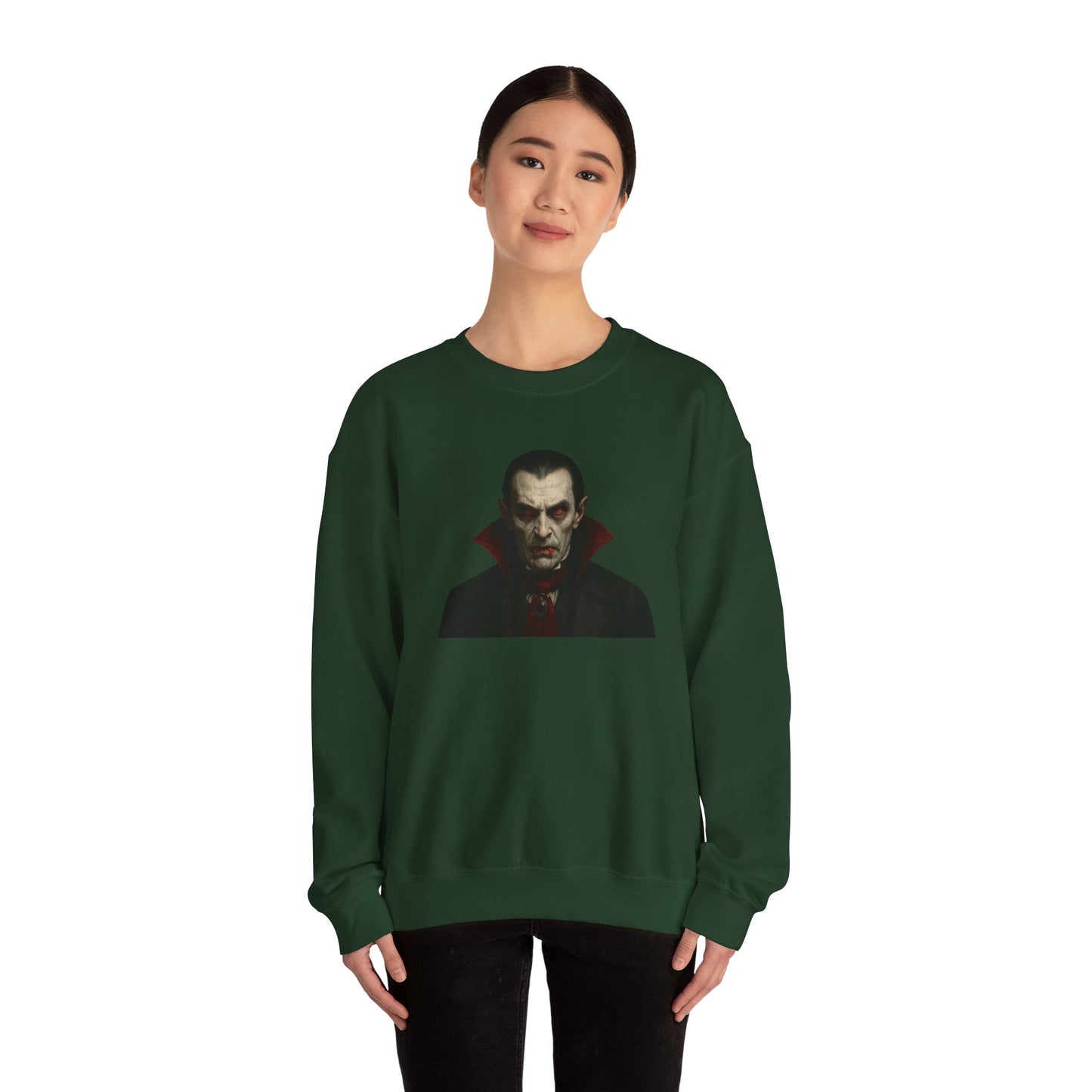 Gothic Horror Sweatshirt, Cozy Vampire Sweatshirt, Spooky Apparel, Halloween Costume Top, Unisex Halloween Sweatshirt