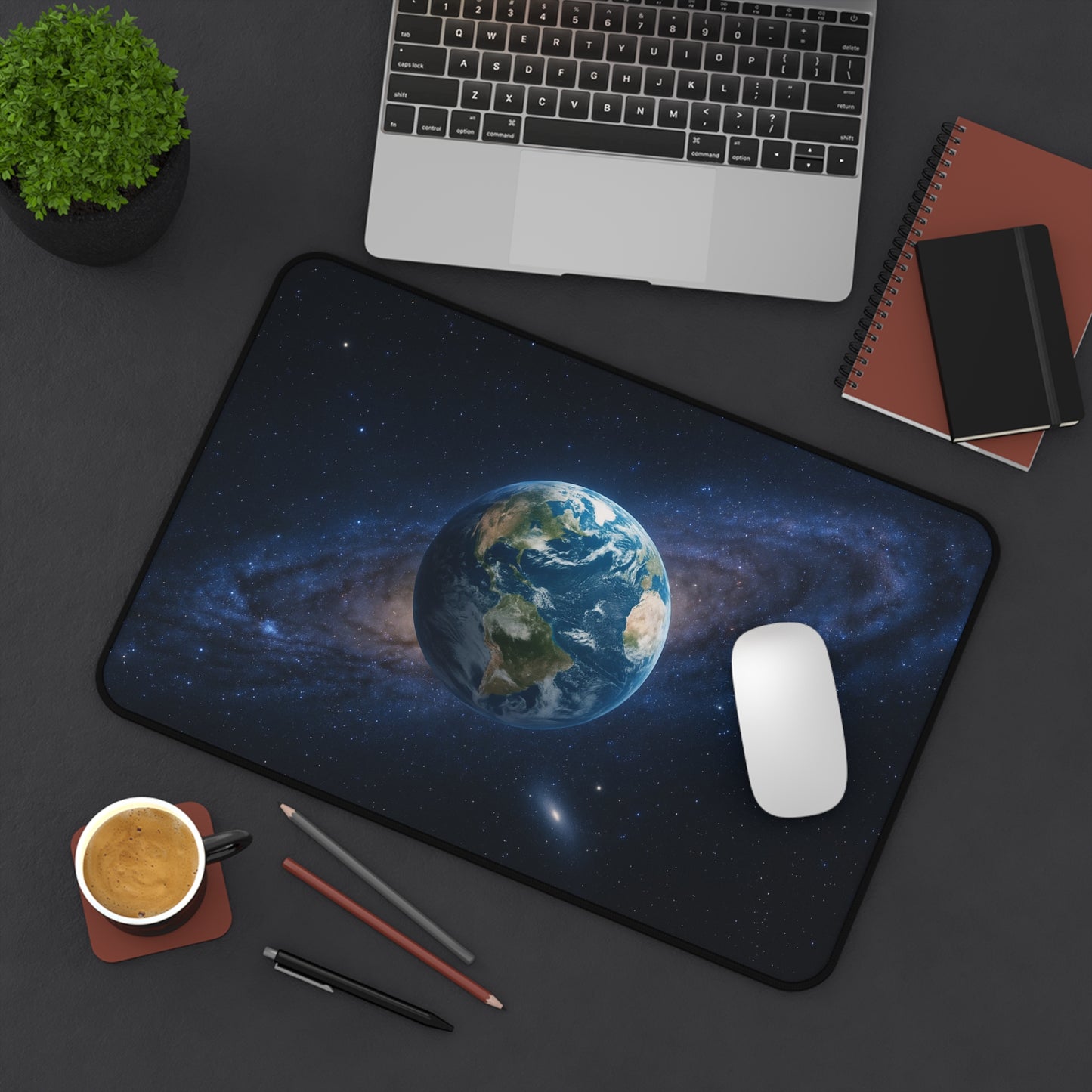 Earth in Galaxy Desk Mat | Space Planet Mousepad - TRV