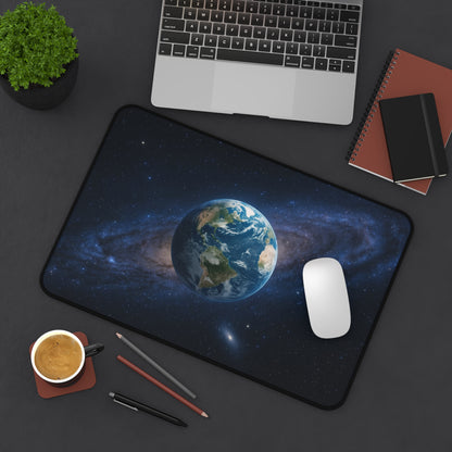 Earth in Galaxy Desk Mat | Space Planet Mousepad - TRV