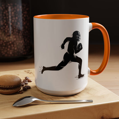 Football Player Themed Accent Coffee Mug, Sports Fan Gift, Unique Mug for Athletes, Coffee Lover, Game Day Essential - TRV