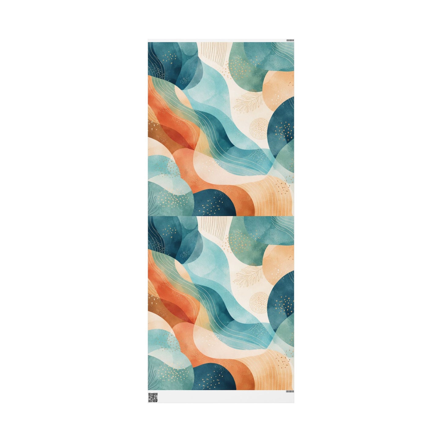 Abstract Wave Wrapping Paper Roll — Teal & Coral Modern Gift Wrap