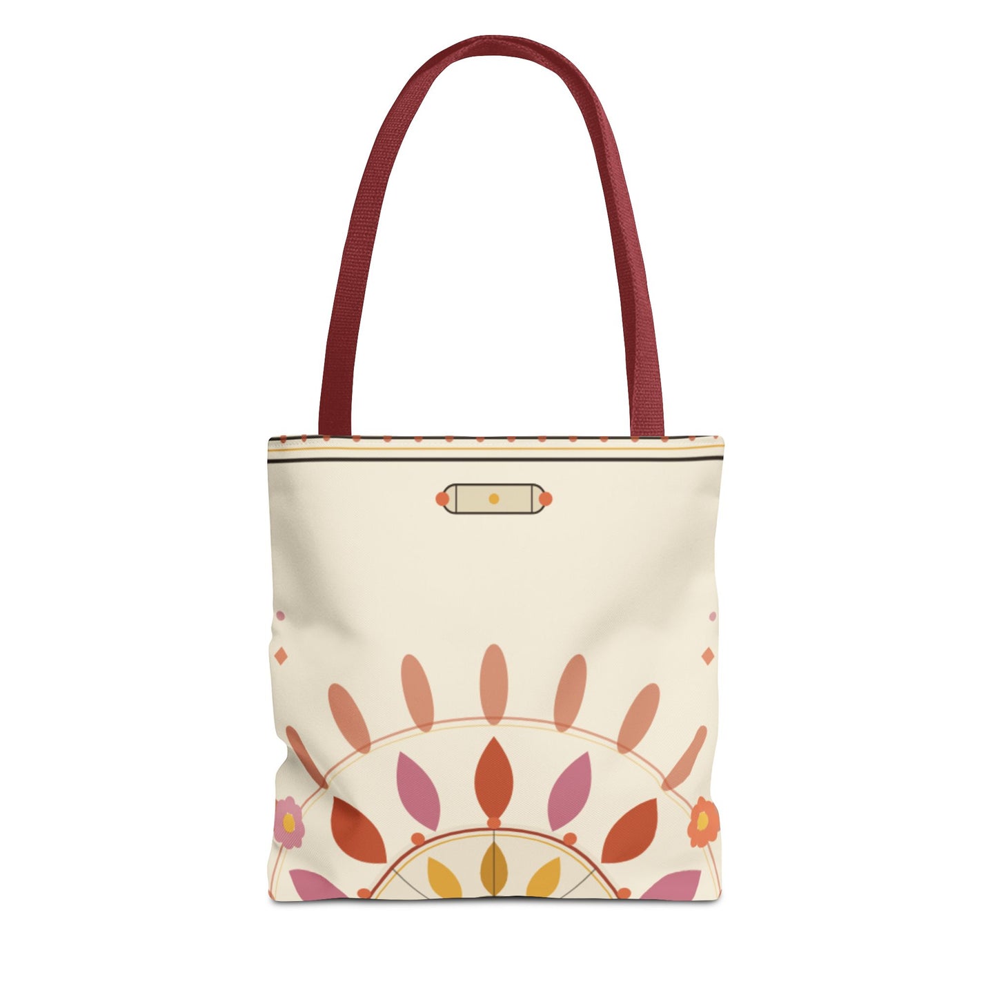 Boho Floral Mandala Tote Bag | Pastel Sunburst Pattern