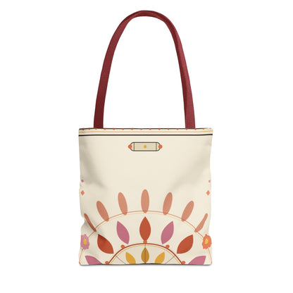 Boho Floral Mandala Tote Bag | Pastel Sunburst Pattern