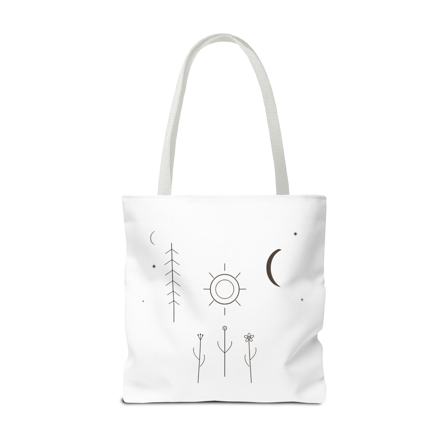 Minimal Moon and Sun Botanical Tote | Celestial Line Art Bag
