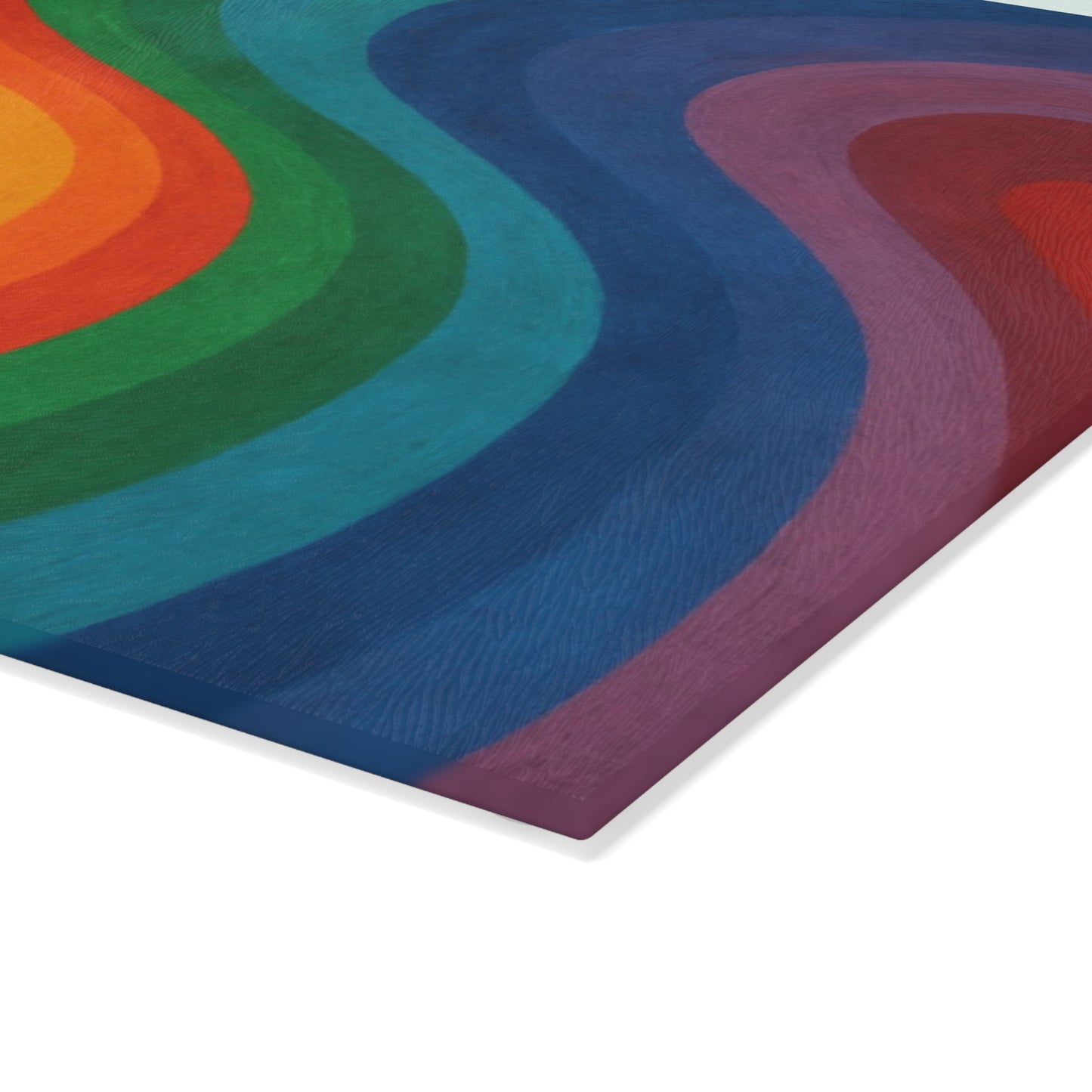 Glass Cutting Board — Retro Rainbow Wave Tempered Glass Chopping Board