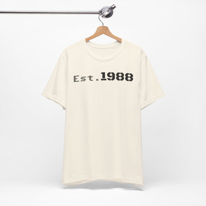 Est. 1988 Unisex Jersey Tee, Vintage Birthday Shirt, Casual Everyday Wear, Gift for Him or Her, Anniversary Celebration Tee