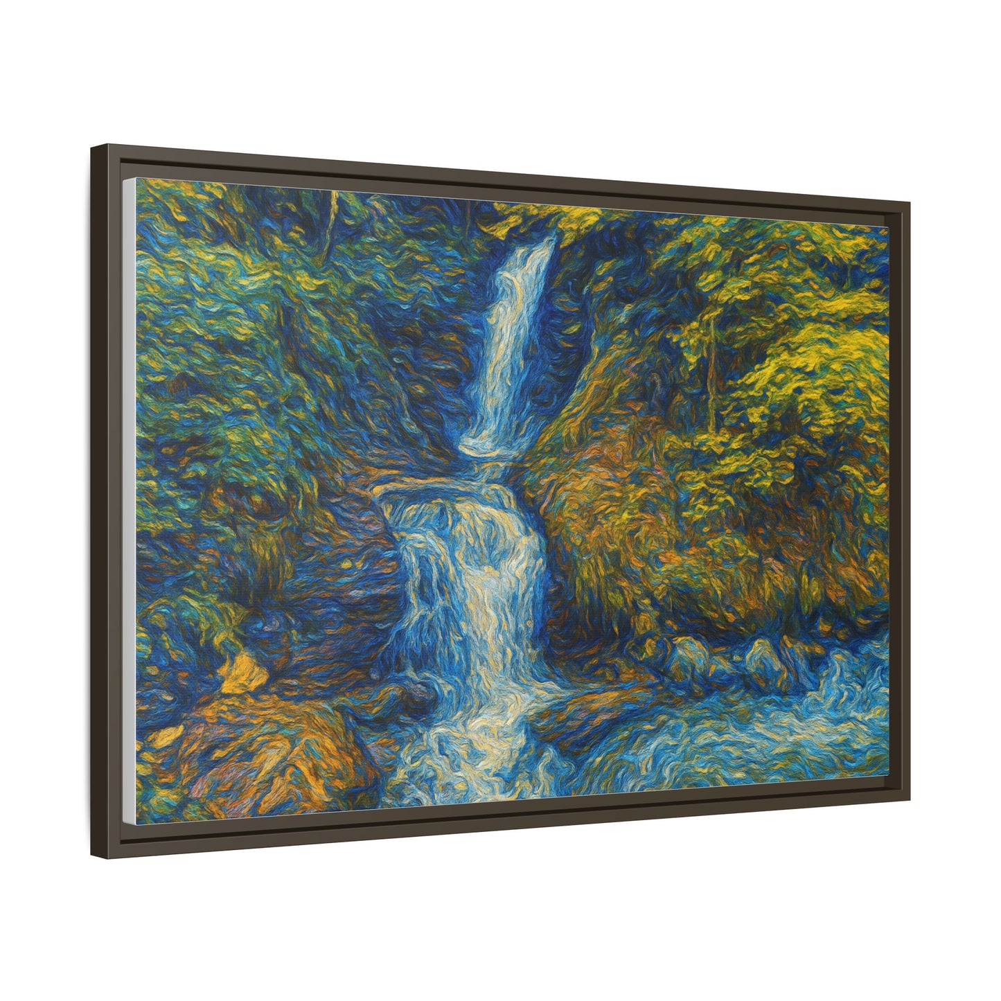 Framed Canvas Art, Majestic Van Gogh Style Waterfall Landscape Wall Decor, Nature Lover Gift, Home Office Artwork, Living Room Decoration - TRV