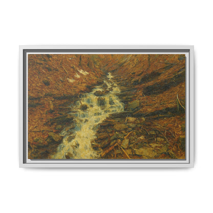 Serene Abstract Nature Canvas Art, Framed Wall Decor, Rustic Home Accent, Earthy Tone Artwork, Tranquil River Scene - TRV