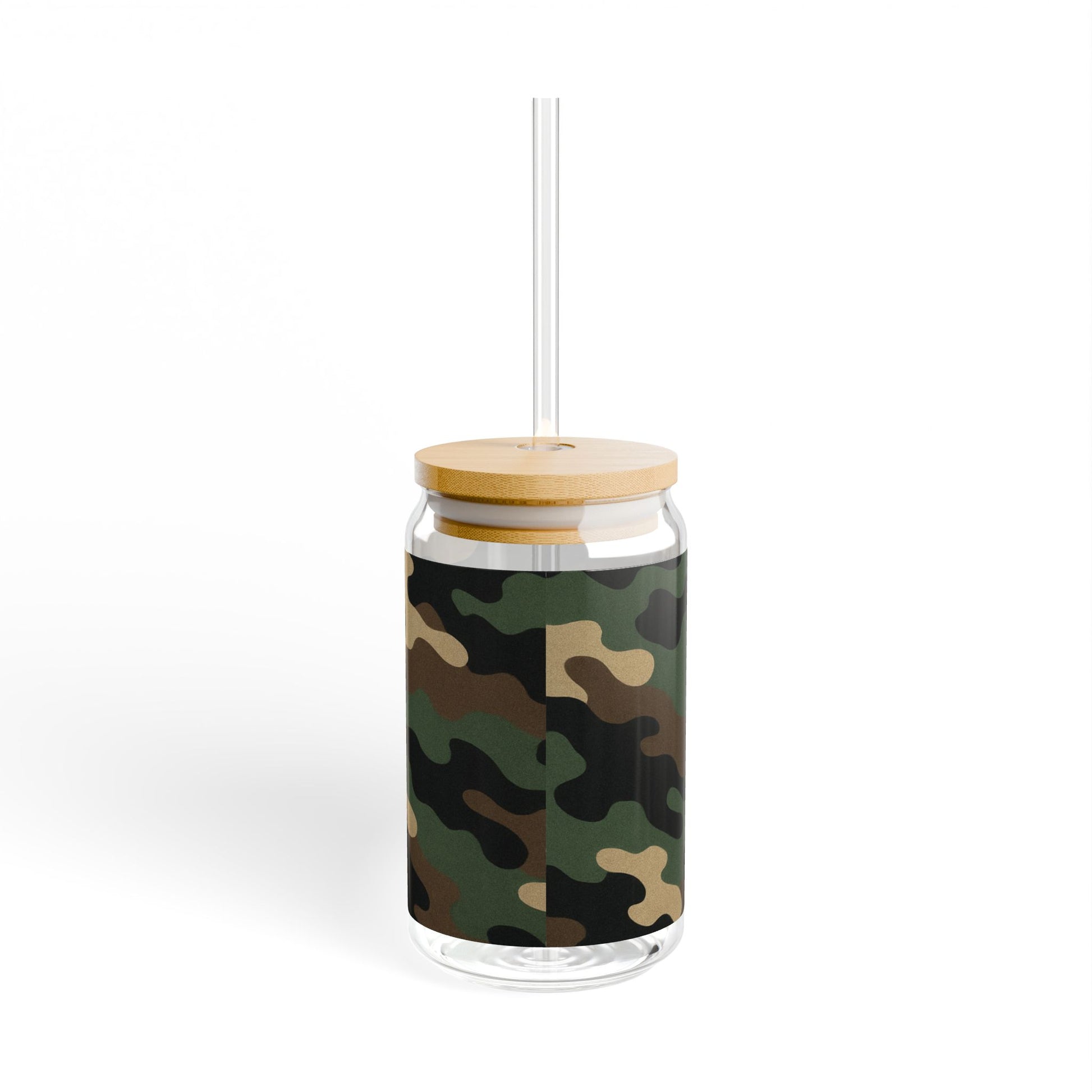 Camouflage Sipper Glass | 16oz Eco-Friendly Drinkware, Perfect for Outdoor Adventures, Camping, Parties, and Unique Gifts - TRV