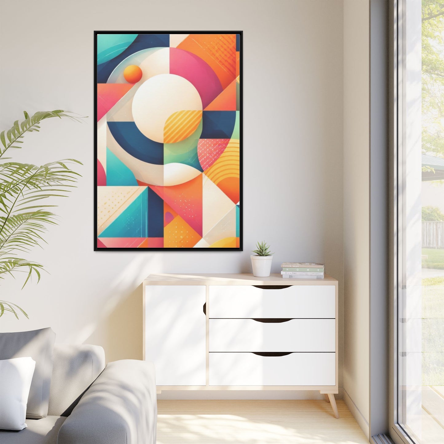 Colorful Geometric Abstract Art Matte Canvas Framed
