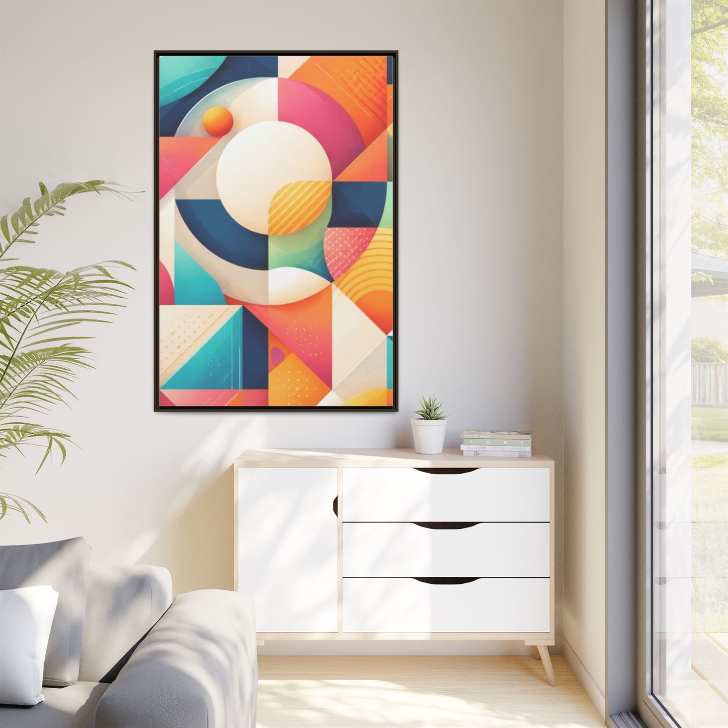 Colorful Geometric Abstract Art Matte Canvas Framed