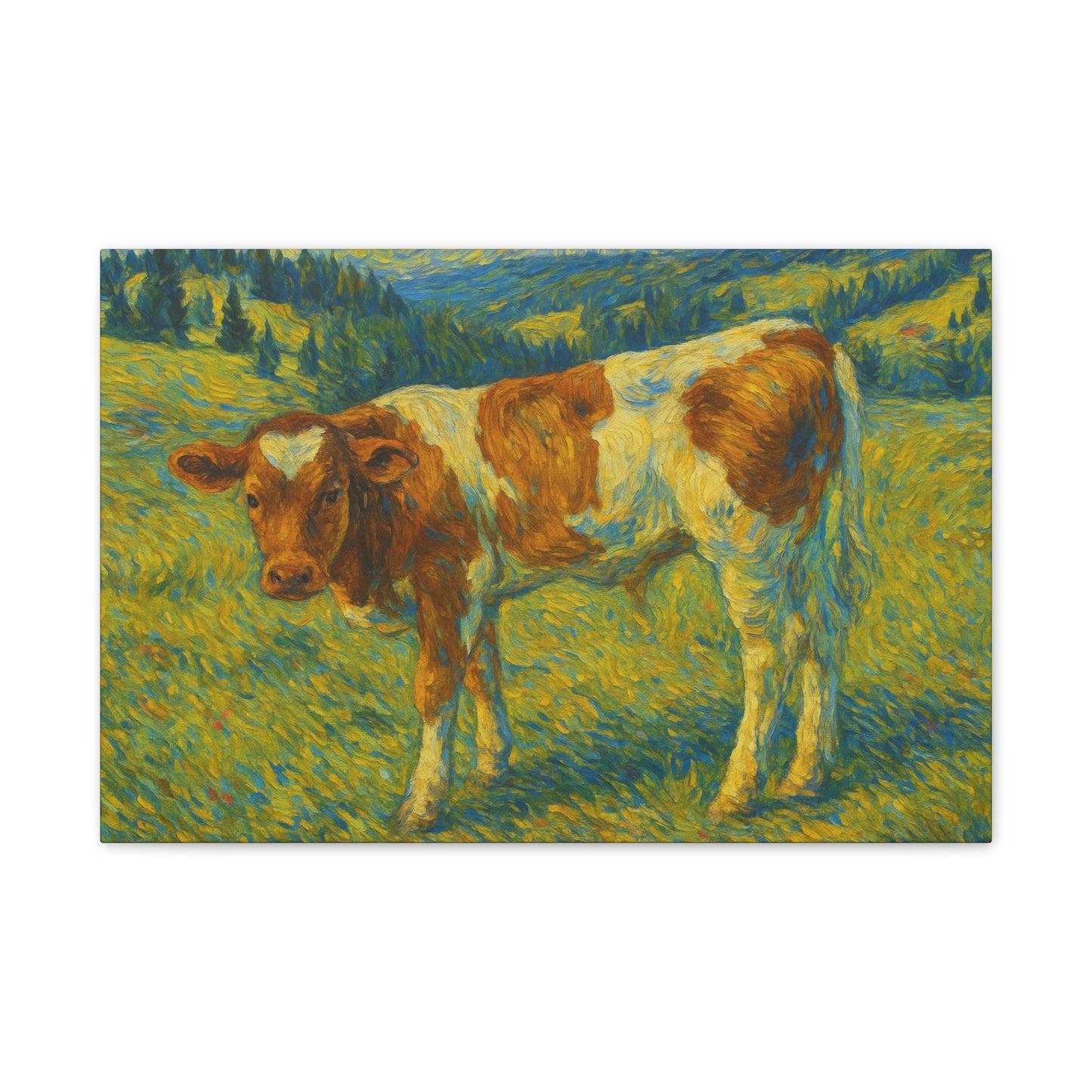 Artistic Cow Canvas Wall Art - Farmhouse Decor, Calf Painting