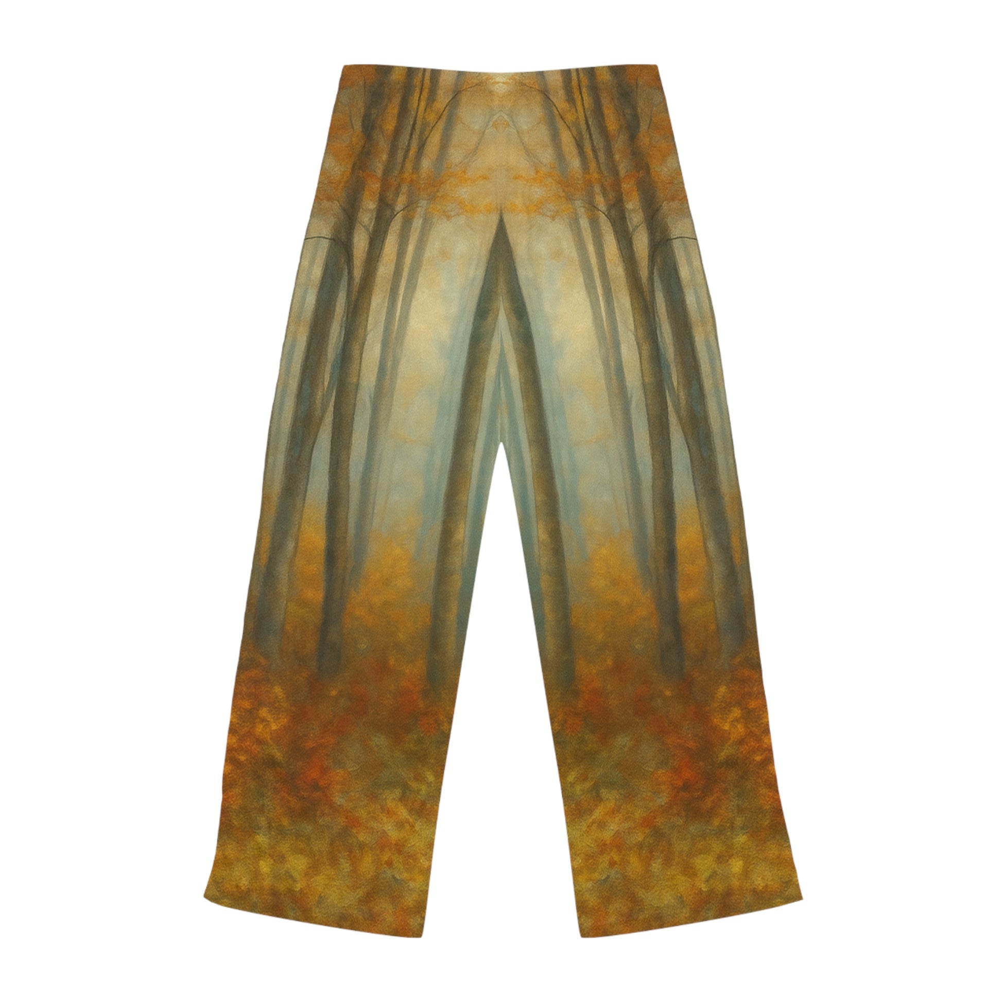 Cozy Autumn Women's Pajama Pants, Fall Loungewear, Forest Print Sleep Pants, Relaxing Homewear, Perfect Gift for Her - TRV