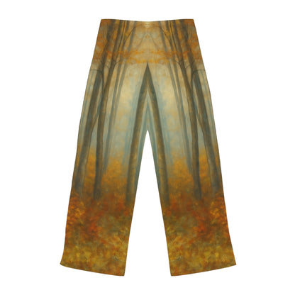 Cozy Autumn Women's Pajama Pants, Fall Loungewear, Forest Print Sleep Pants, Relaxing Homewear, Perfect Gift for Her - TRV