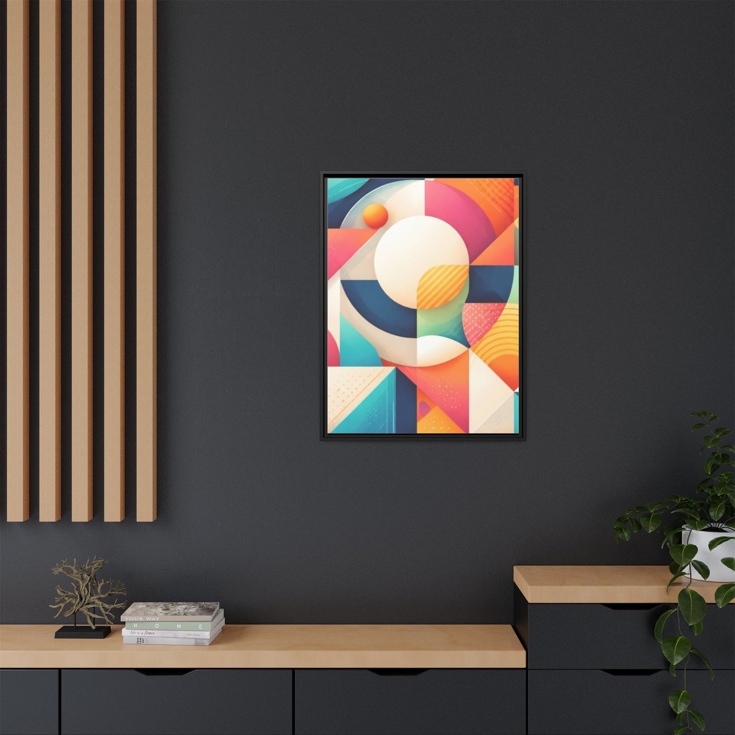 Colorful Geometric Abstract Art Matte Canvas Framed