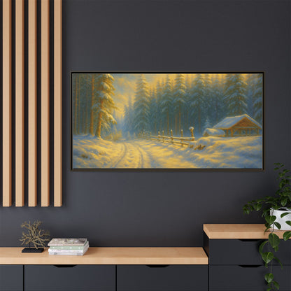 Wall Art Print, Winter Cabin Decor, Nature Scene, Holiday Gift, Cabin Vibes, Christmas Decoration, Matte Canvas, Framed - TRV