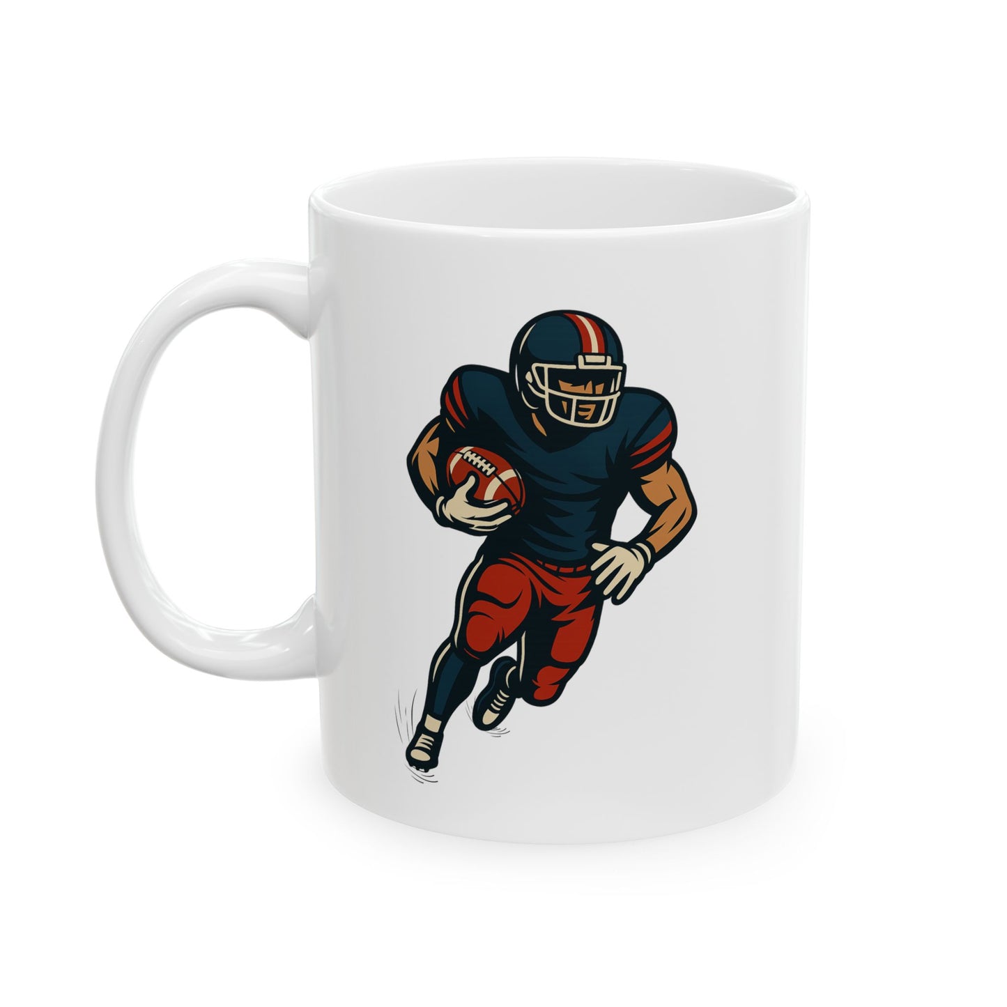 Football Player Ceramic Mug, Sports Fan Gift, Football Lover Coffee Cup, Game Day Drinkware, Quarterback Tea Mug, Touchdown Fan Decor,