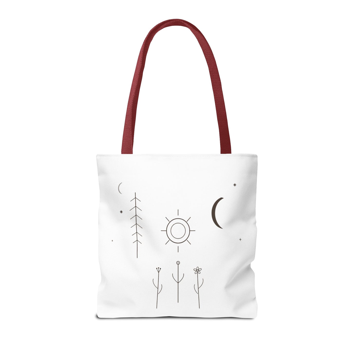 Minimal Moon and Sun Botanical Tote | Celestial Line Art Bag