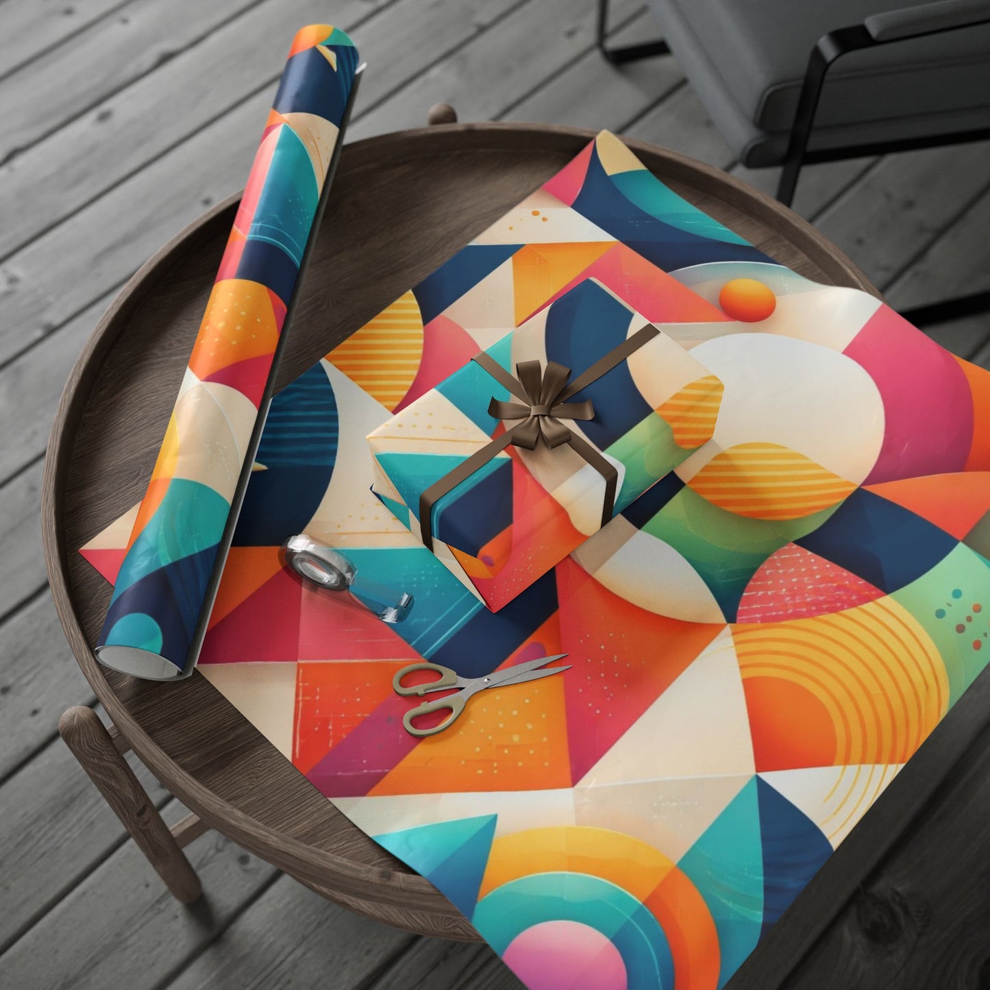 Geometric Colorwave Wrapping Paper Roll — Vibrant Abstract Gift Wrap