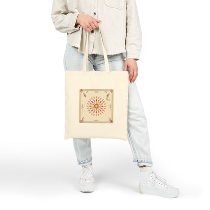 Sunburst Floral Mandala Tote bag | Botanical Boho Canvas Tote