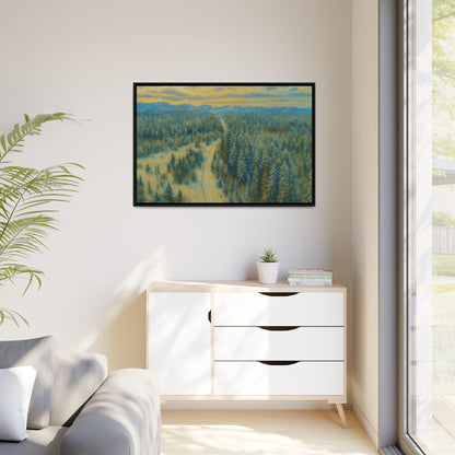 Framed Matte Canvas Art Print, Tranquil Forest Landscape, Home Decor for Nature Lovers, Wall Art for Living Room, Gift for Art Enthusiasts - TRV